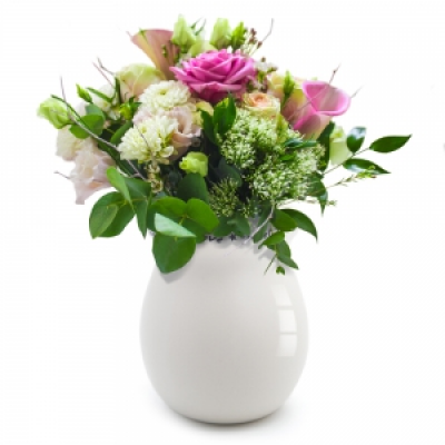 Morning Grace - Hand tied collection of pink and white flower delivered in a vase.
