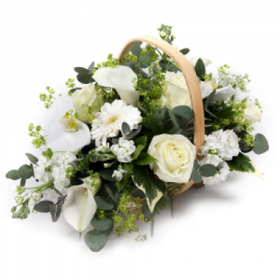 Scented Moonlight - A luxurious basket filled with a selection of the finest blooms, designed in a serene colourway.
