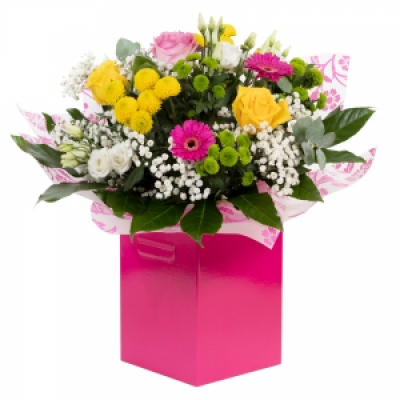 Mamma Mia - Make their day with this bright and vibrant collection of flowers, beautifully presented in a gift box / bag. Send your love with an exquisite delivery delivered same day when you order before 2pm.
